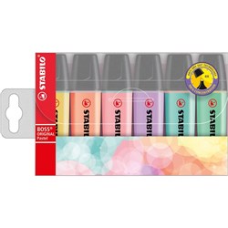 Stabilo Boss Highlighter Chisel 2-5mm Pastel Assorted Wallet Of 6