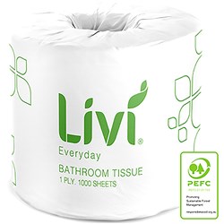 Livi Basics Toilet Paper Rolls 2 ply 1000 Sheets Box of 48