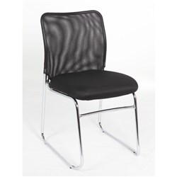 Studio Mesh Back Visitor Chair YS41 with Chrome Sled Base Black Fabric Seat Mesh Back