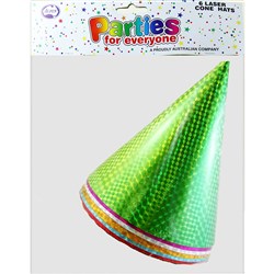 Alpen Birthday Party Hats Laser Cone Assorted Colours Pack of 6