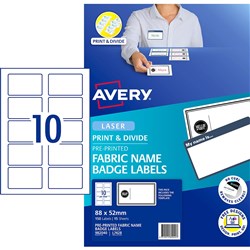 Avery Fabric Name Badge Labels Printed "Hello! My Name Is" 10UP 150 Labels 15 Sheets