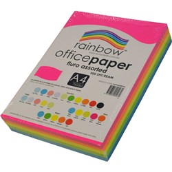Rainbow Office Copy Paper A4 80gsm Fluoro Assorted Ream of 500