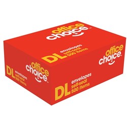 Office Choice DL Envelopes 110x220mm Self Seal Plain 80g Box Of 500
