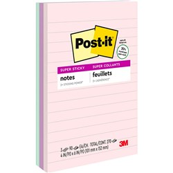 Post-It 660-3SSNRP Super Sticky Notes 101x152mm Lined Recycled Bali Assorted Pack 3