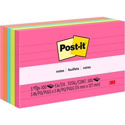 Post-It 635-5AN Notes 76x123mm Lined Capetown Assorted Pack of 5