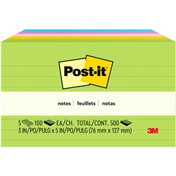 Post-It 635-5AU Notes 76x127mm Lined Jaipur Assorted Pack of 5