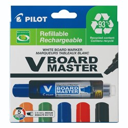 Pilot V Board Master Begreen Whiteboard Marker Chisel 2.3- 5.2mm Assorted Wallet of 5