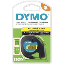 Dymo Letratag Labelling Tape Yellow Plastic 12mm x 4m
