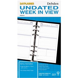 Debden Dayplanner Refill Undated Week To Opening 96X175Mm