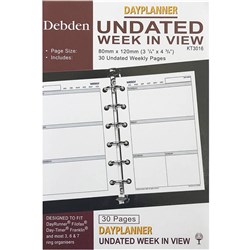 Debden Dayplanner Refill Undated Week To Opening 80X120Mm