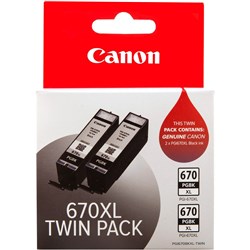 Canon PGI670XL Ink Cartridge Twin Pack Black