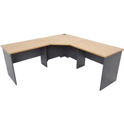 Om Classic Corner Desk 1500W x 1500W x 600mmD Beech & Charcoal
