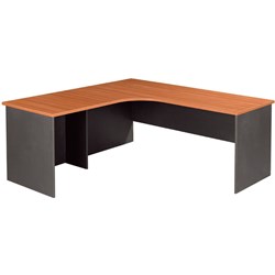 Om Classic Radial Corner Desk 1800W x 1800W x 700mmD Cherry & Charcoal