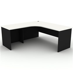 Om Classic Radial Corner Desk 1800W x 1800W x 700mmD White & Charcoal