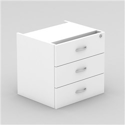 Om Classic Fixed Pedestal 3 Drawer All White