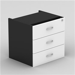 Om Classic Fixed Pedestal 3 Drawer White & Charcoal