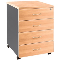 Om Classic Mobile Pedestal 4 Drawers Beech & Charcoal