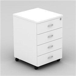 Om Classic Mobile Pedestal 4 Drawers All White
