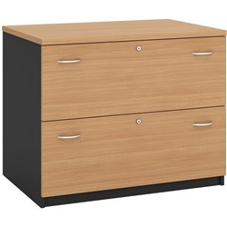 Om Classic Lateral Filing Cabinet - 2 Drawer Beech & Charcoal