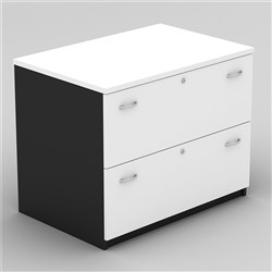 Om Classic Lateral Filing Cabinet - 2 Drawer White & Charcoal