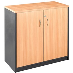 Om Classic Stationery Cupboard 720H x 900W x 450mmD 1 Shelf Beech & Charcoal