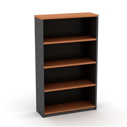 Om Classic Bookcase 1500H x 900W x 320mmD 3 Shelf Cherry & Charcoal
