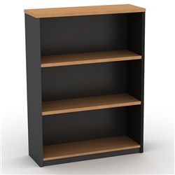 Om Classic Bookcase 1200H x 900W x 320mmD 2 Shelf Beech & Charcoal
