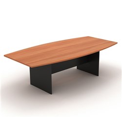 Om Classic Boardroom Table 2400W x 1200mmD Boat Shape Cherry & Charcoal