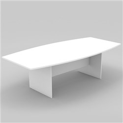 Om Classic Boardroom Table 2400W x 1200mmD Boat Shape All White