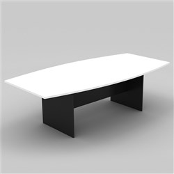 Om Classic Boardroom Table 2400W x 1200mmD Boat Shape White & Charcoal