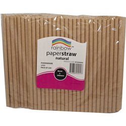 Rainbow 8mm Paper Straws Natural Pack of 250