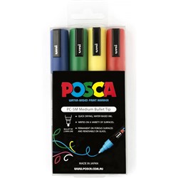 Uni PC-5M Posca Paint Marker 2.5mm Medium Assorted Colours Pack of 4