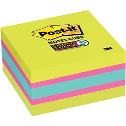 Post-It 2027-SSGFA Super Sticky Cube 76mmx76mm Bright Assorted 360 Sheets