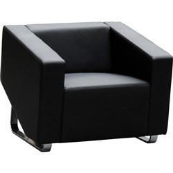 Cube Lounge Single Seater 860Wx880Hx720mmD Black Leather