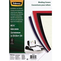 Fellowes Binding Covers A4 Leathergrain Dark Green Pack of 100
