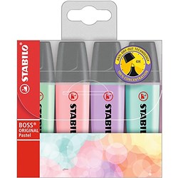 Stabilo Boss Highlighter Chisel 2-5mm Pastel Assorted Wallet Of 4
