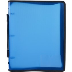 Marbig Zipper Binder A4 3 O Ring 25mm With Handle Blue
