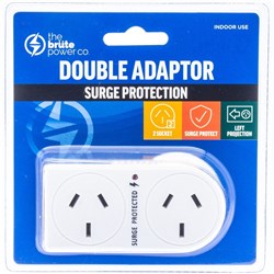 The Brute Power Co. Flat Left & Surge Protection Double Adaptor