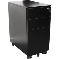 Go Steel Slim Mobile Pedestal 2 Drawer 1 File Black