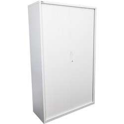 Go Steel Tambour Door Storage Cupboard Includes 5 Shelves 1981Hx 1200Wx 473mmD White