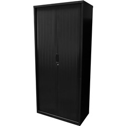 Go Steel Tambour Door Storage Cupboard Includes 5 Shelves 1981Hx 900Wx 473mmD Black