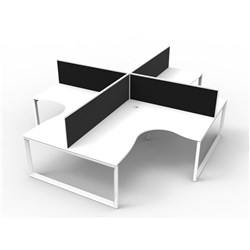 Deluxe Loop Corner Workstation 1800W x 1500W x 750D  White Top White Quad Frame