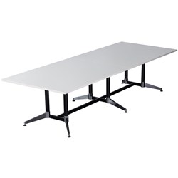 Typhoon Boardroom Table 3200W x 1200D White Top Black and Chrome Frame