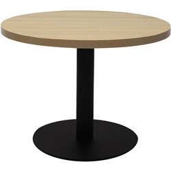 Estillo Round Coffee Table 600mm Natural Oak Top Black Disc Base