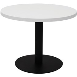 Estillo Round Coffee Table 600mm White Top Black Disc Base