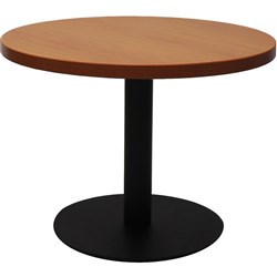 Estillo Round Coffee Table 600mm CherryTop Black Disc Base