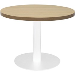 Estillo Round Coffee Table 600mm Natural Oak Top White Disc Base