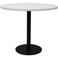Estillo Round Meeting Table 900mm White Top Black Disc Base