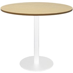 Estillo Round Meeting Table 900mm Natural Oak Top White Disc Base