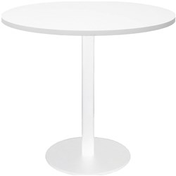 Estillo Round Meeting Table 900mm White Top White Disc Base